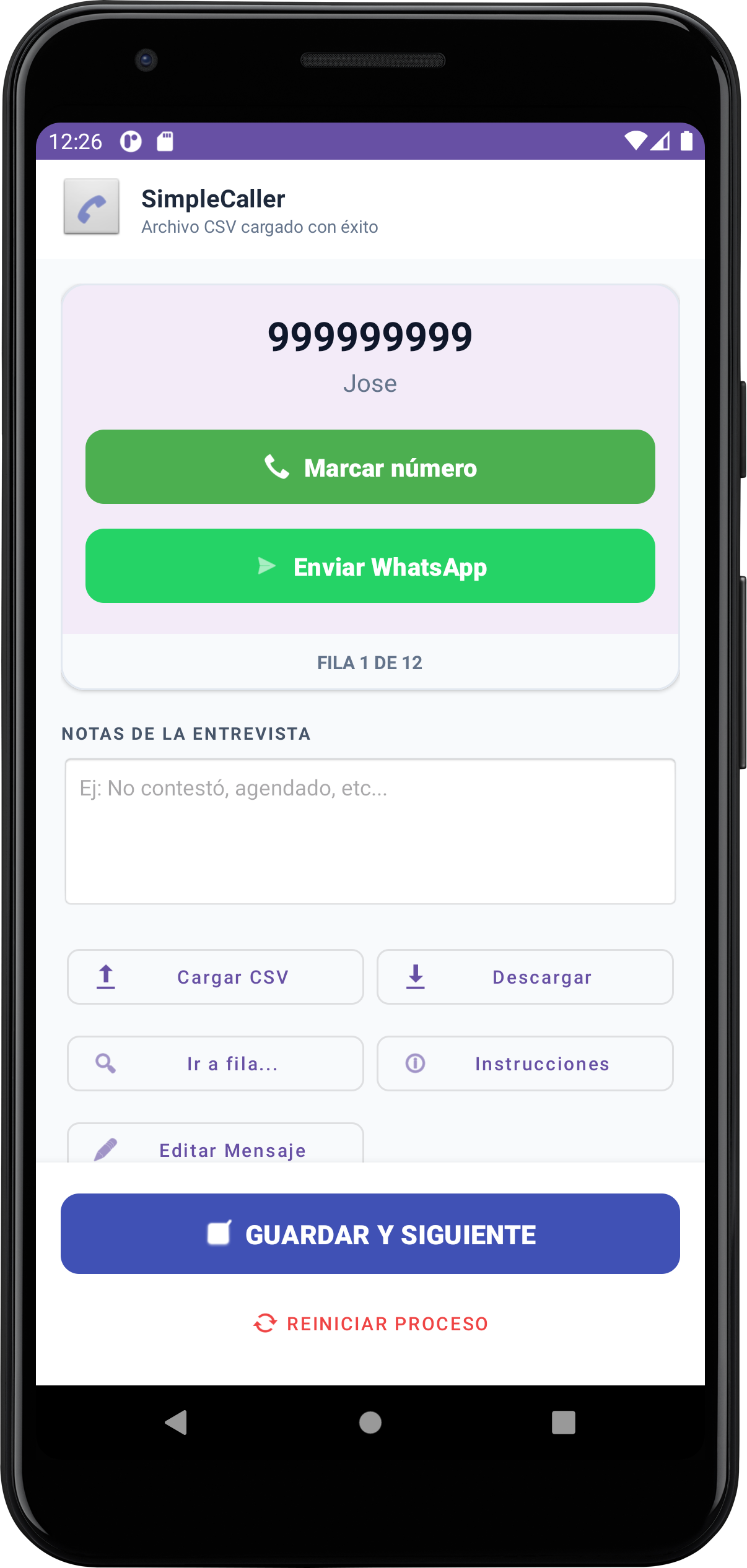 App de marcacion automatica